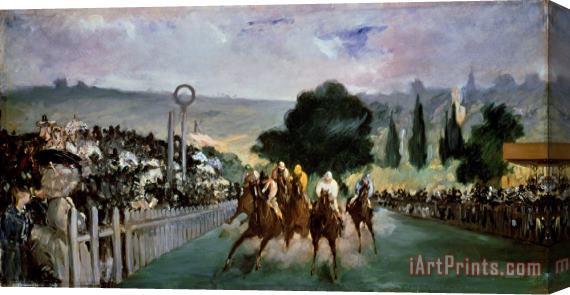 Edouard Manet Races at Longchamp Stretched Canvas Painting / Canvas Art
