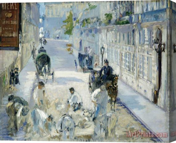 Edouard Manet The Rue Mosnier with Workmen Stretched Canvas Print / Canvas Art