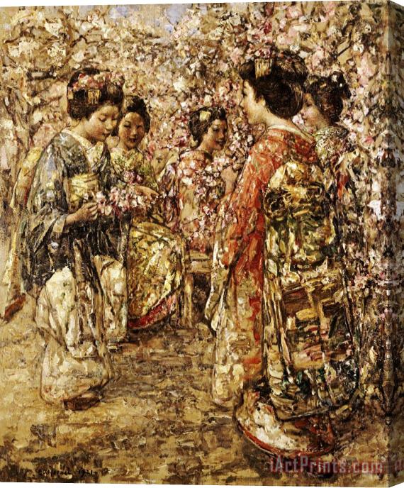 Edward Atkinson Hornel Five Japanese Girls Among Blossoming Trees Stretched Canvas Painting / Canvas Art