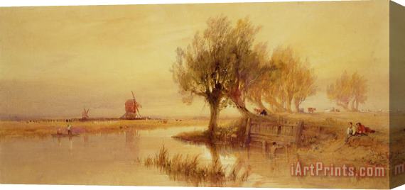Edward Duncan On the Norfolk Broads Stretched Canvas Print / Canvas Art