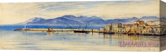 Edward Lear A View of The Harbour at Cannes Stretched Canvas Print / Canvas Art