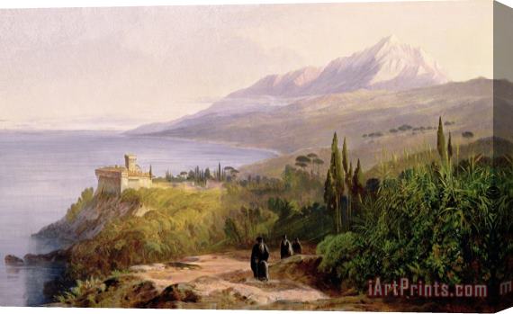 Edward Lear Mount Athos and the Monastery of Stavroniketes Stretched Canvas Print / Canvas Art