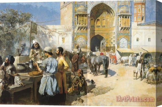 Edwin Lord Weeks An Openair Restaurant, Lahore Stretched Canvas Print / Canvas Art
