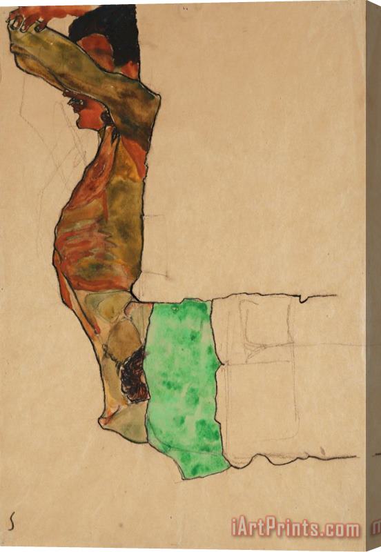 Egon Schiele Reclining Male Nude With Green Cloth Stretched Canvas Print / Canvas Art