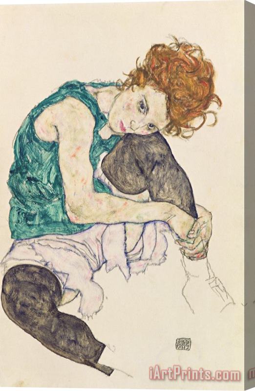 Egon Schiele Seated Woman with Bent Knee Stretched Canvas Painting / Canvas Art