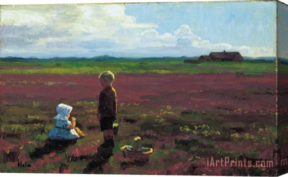 Einar Hein Children Picking Berries on The Moor Stretched Canvas Painting / Canvas Art