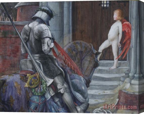 Eleanor Fortescue Brickdale A Knight And Cupid Before a Castle Door Stretched Canvas Print / Canvas Art