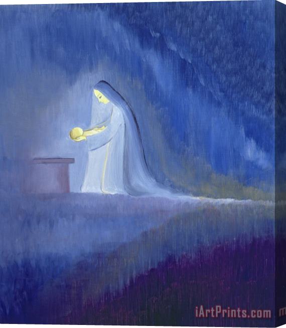 Elizabeth Wang The Virgin Mary cared for her child Jesus with simplicity and joy Stretched Canvas Painting / Canvas Art