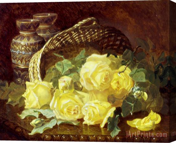 Eloise Harriet Stannard Basket of Yellow Roses Stretched Canvas Print / Canvas Art