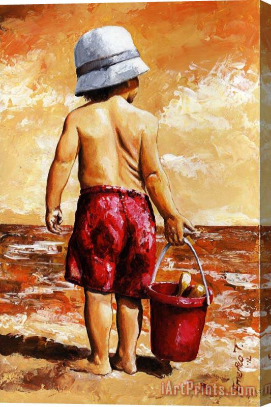 Emerico Toth Little Boy on the Beach II Stretched Canvas Print / Canvas Art