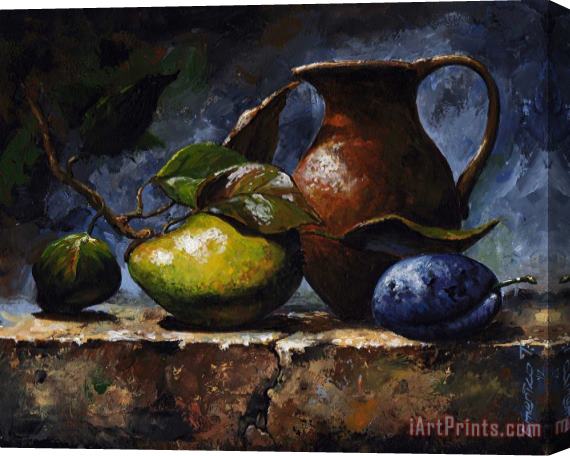 Emerico Toth Pear and plum Stretched Canvas Print / Canvas Art