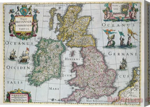 English School Antique Map of Britain Stretched Canvas Print / Canvas Art