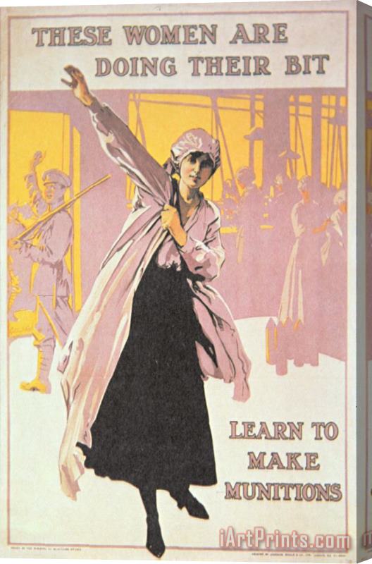 English School Poster depicting women making munitions Stretched Canvas Painting / Canvas Art