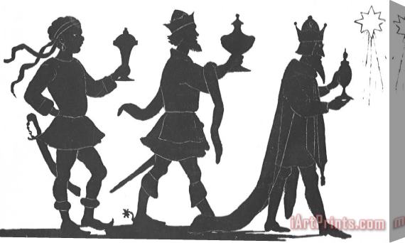 English School Silhouette Of Three Kings Stretched Canvas Print / Canvas Art