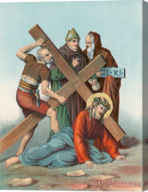 English School Station IX Jesus Falls under the Cross the Third Time Stretched Canvas Print / Canvas Art