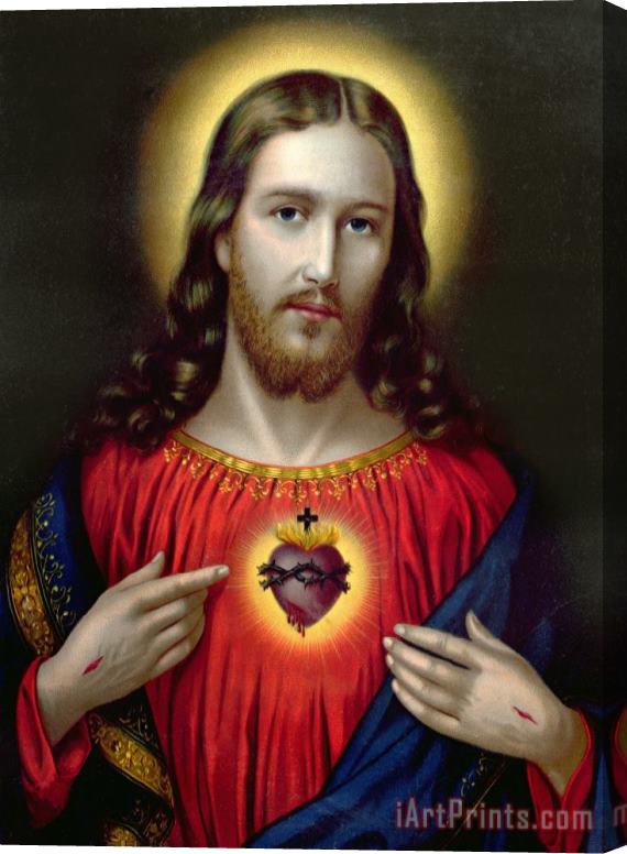 English School The Sacred Heart of Jesus Stretched Canvas Painting / Canvas Art