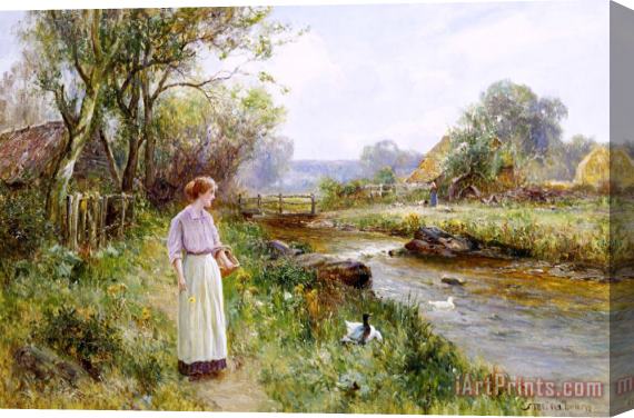 Ernest Walbourn Feeding The Ducks Stretched Canvas Painting / Canvas Art