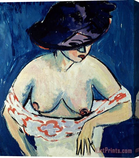 Ernst Ludwig Kirchner Half Naked Woman With A Hat Stretched Canvas Painting / Canvas Art