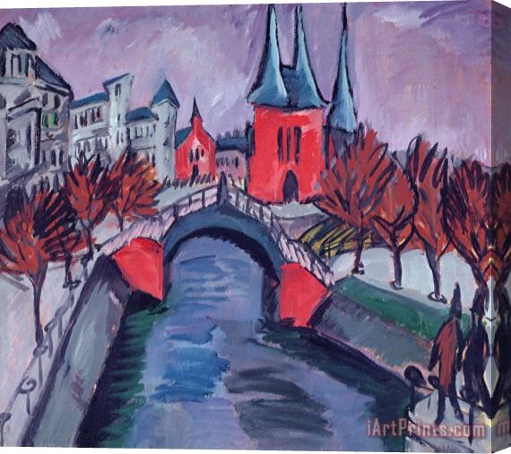 Ernst Ludwig Kirchner Red Elisabeth Riverbank Berlin Stretched Canvas Print / Canvas Art