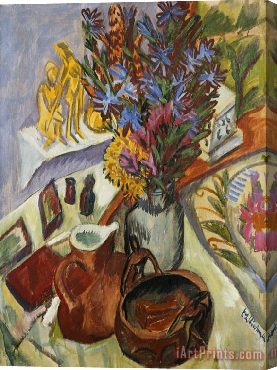 Ernst Ludwig Kirchner Still Life With Jug And African Bowl Stretched Canvas Print / Canvas Art