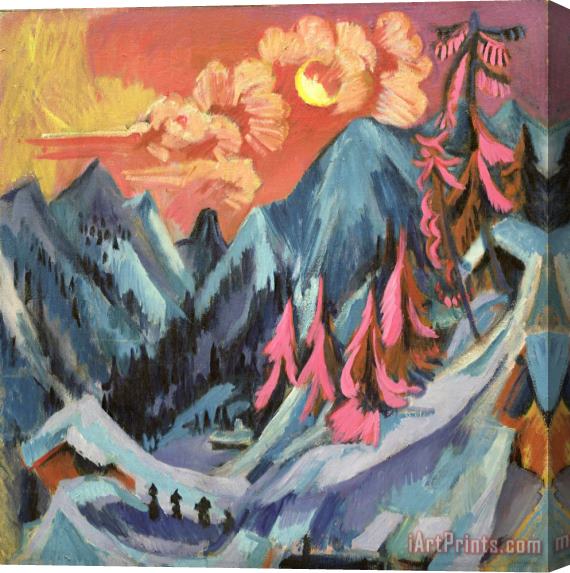 Ernst Ludwig Kirchner Winter Landscape in Moonlight Stretched Canvas Painting / Canvas Art