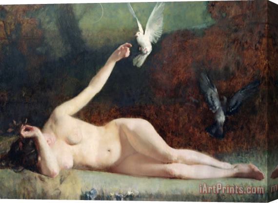 Ernst Philippe Zacharie Woman with Pigeons Stretched Canvas Print / Canvas Art