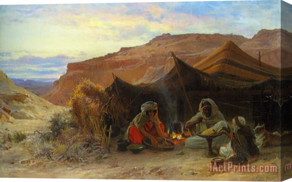 Eugene Alexis Girardet Bedouins in The Desert Stretched Canvas Print / Canvas Art