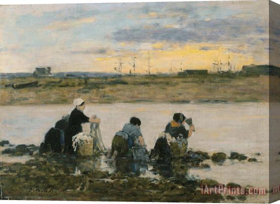 Eugene Boudin Washerwomen by The River Stretched Canvas Print / Canvas Art