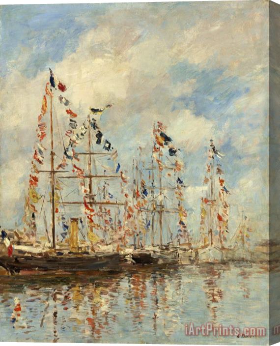 Eugene Boudin Yacht Basin at Trouville Deauville Stretched Canvas Painting / Canvas Art