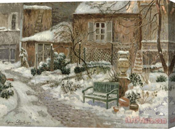 Eugene Chigot The Garden under Snow Stretched Canvas Painting / Canvas Art