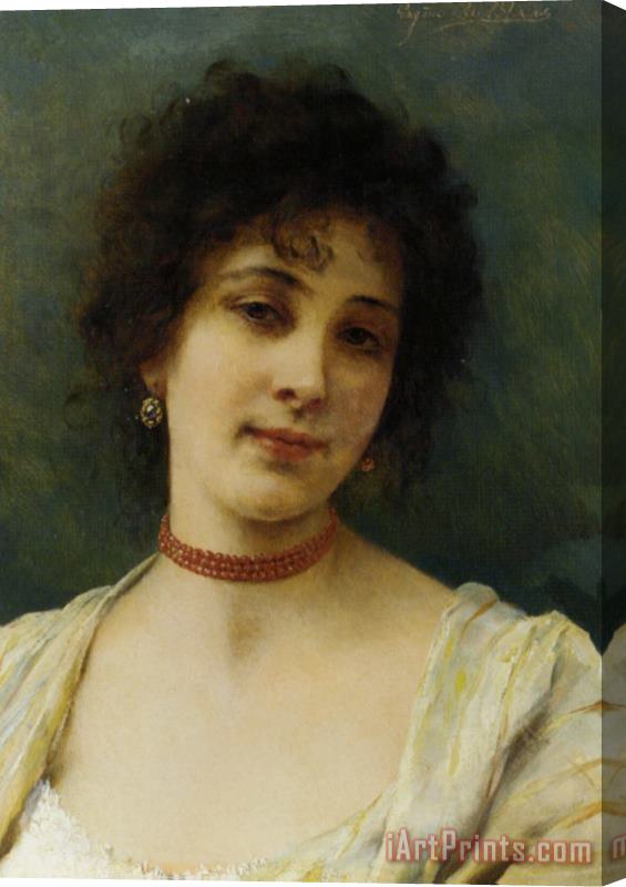 Eugene De Blaas Elegant Lady Stretched Canvas Painting / Canvas Art