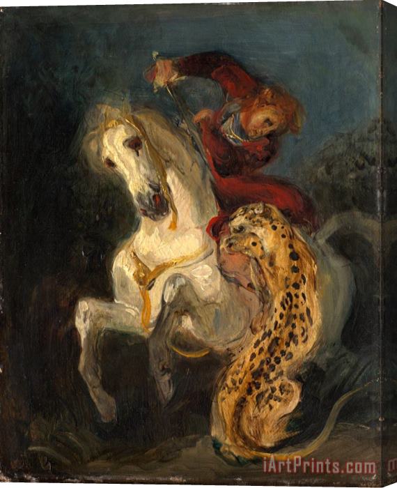 Eugene Delacroix Rider Attacked by a Jaguar Stretched Canvas Print / Canvas Art