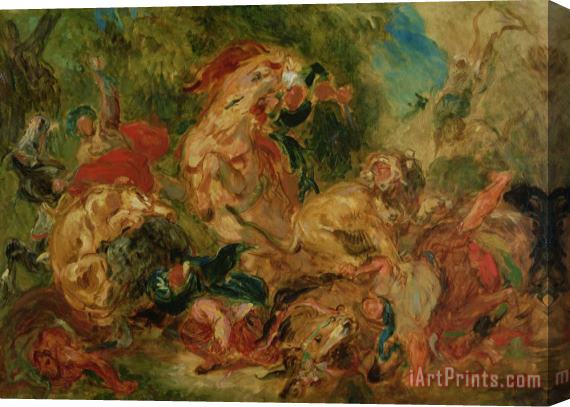 Eugene Delacroix Study for The Lion Hunt Stretched Canvas Painting / Canvas Art