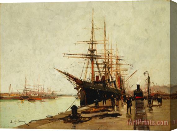 Eugene Galien-Laloue A Harbour Stretched Canvas Print / Canvas Art