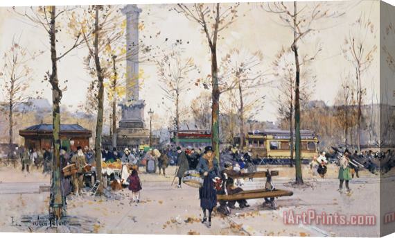 Eugene Galien-Laloue Place De La Bastille Paris Stretched Canvas Print / Canvas Art