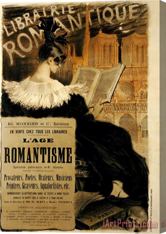 Eugene Grasset Librairie Romantique 1887 Stretched Canvas Print / Canvas Art