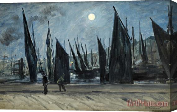 Eva Gonzales Moon Over Honfleur (effet De Lune a Honfleur) Stretched Canvas Print / Canvas Art
