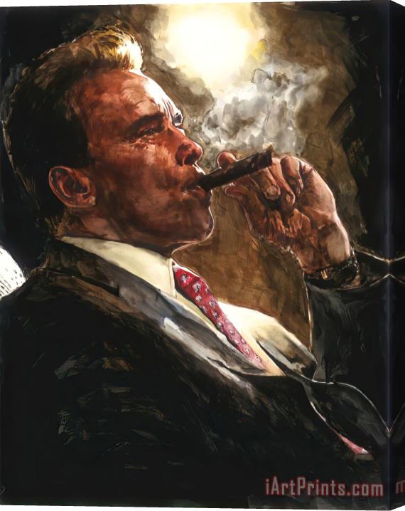 Fabian Perez Arnold Schwarzenegger (watercolor), 2020 Stretched Canvas Print / Canvas Art