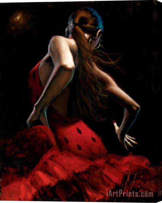Fabian Perez Dancer in Red Lunares Negros Stretched Canvas Print / Canvas Art