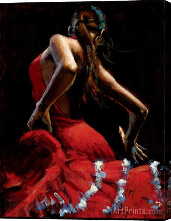 Fabian Perez Dancer in Red with White Stretched Canvas Print / Canvas Art
