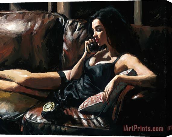 Fabian Perez Eugie on The Couch II Stretched Canvas Print / Canvas Art