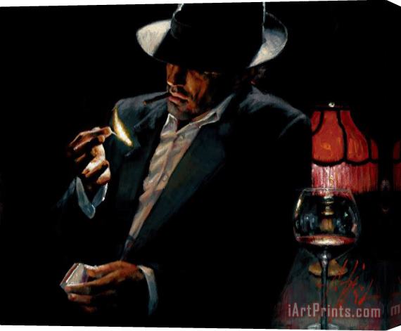 Fabian Perez Man Lighting Cigarette II Stretched Canvas Print / Canvas Art