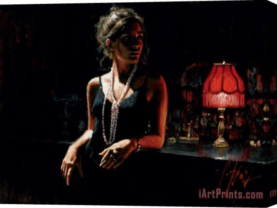 Fabian Perez Marina with Red Light Stretched Canvas Print / Canvas Art
