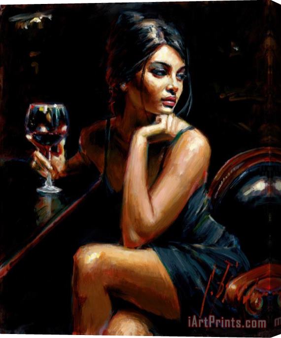 Fabian Perez Saba at Las Brujas IV with Red Wine Stretched Canvas Print / Canvas Art