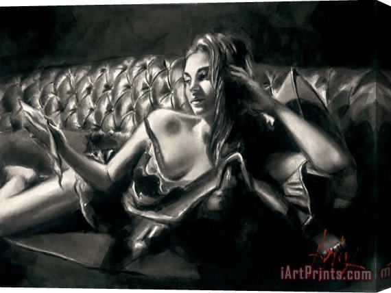 Fabian Perez Saba with Letter IV Stretched Canvas Painting / Canvas Art