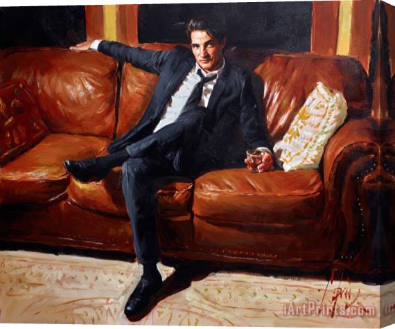Fabian Perez Whiskey on The Couch Stretched Canvas Print / Canvas Art