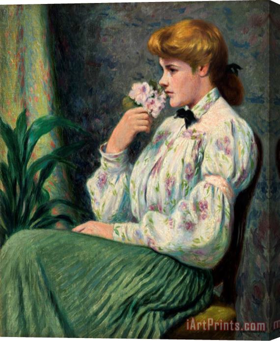 Federico Zandomeneghi Portrait of a Girl with a Flower, 1914 Stretched Canvas Painting / Canvas Art