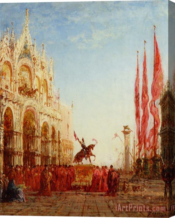 Felix Ziem The Cardinals Procession Venice Stretched Canvas Painting / Canvas Art