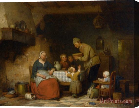 Ferdinand De Braekeleer A Peasant Family Gathered Around The Kitchen Table Stretched Canvas Print / Canvas Art