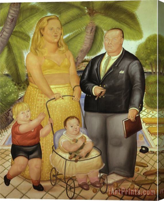 fernando botero Frank Lloyd And His Family in Paradise Island Stretched Canvas Painting / Canvas Art
